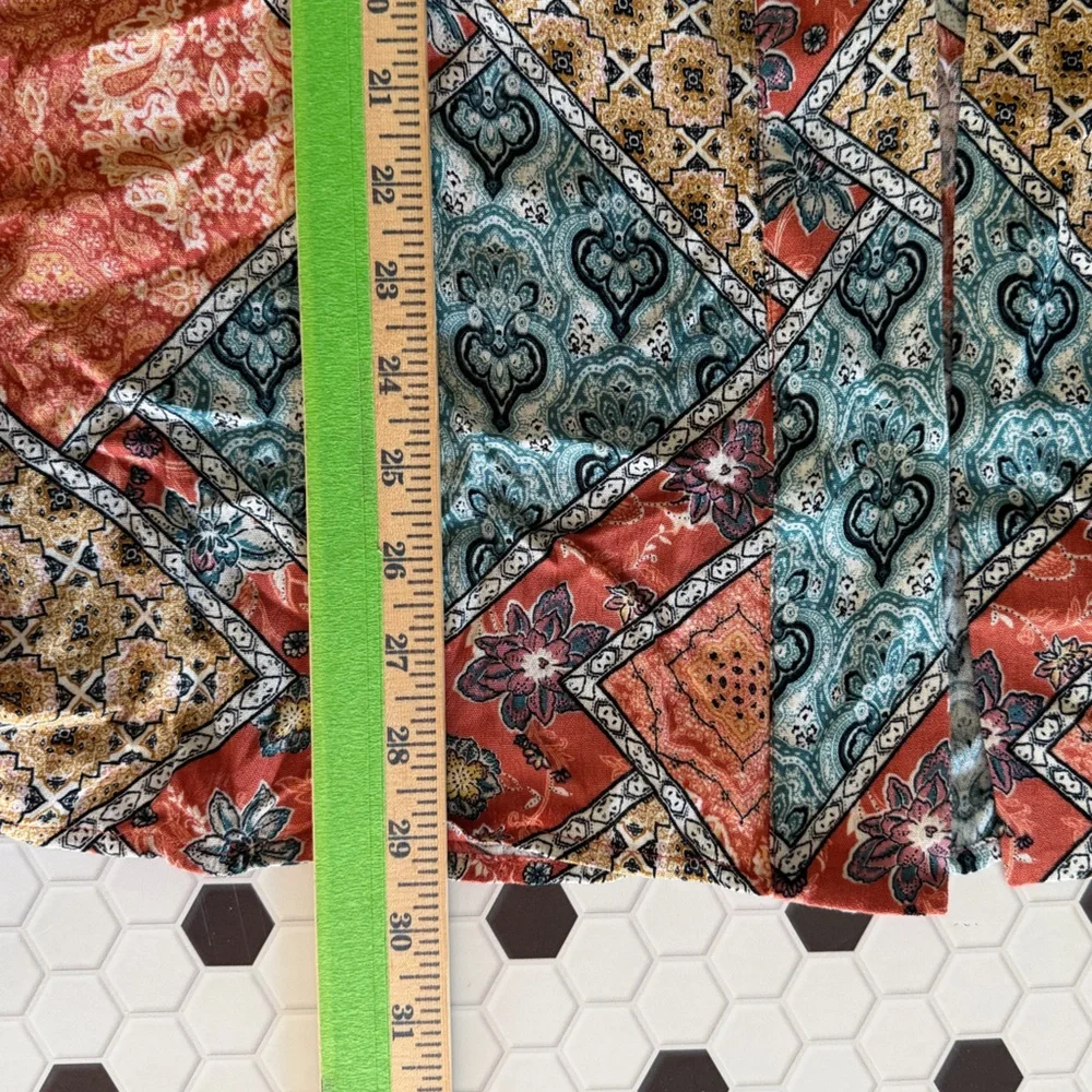 Easel Patchwork Kimono Cardigan Boho Lightweight Open Front Small Artsy Festival